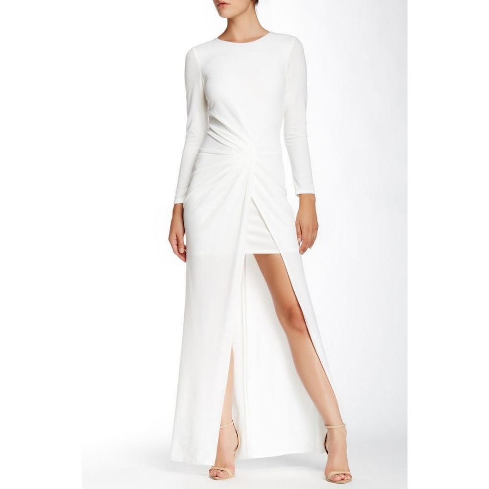 🌟HP🌟 ABS by Allen Schwartz Jersey Drape Front White Gown